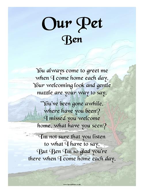 Personalised Pet Poem Personalised Pet Poem
